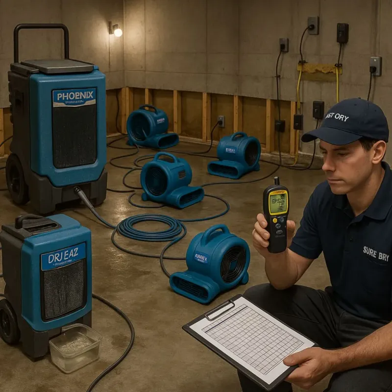 Structural Drying and Dehumidification process in Moss Bluff, LA